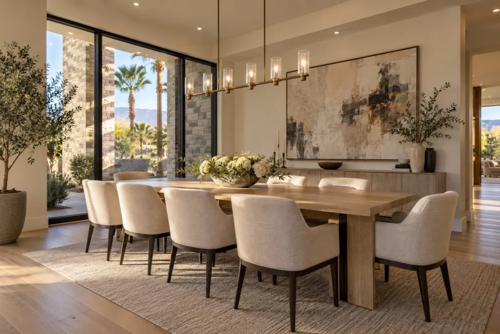 Staged dining room ready for showings